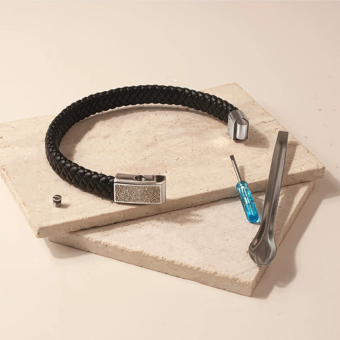 Fingerprint Leather Clasp Memorial Bracelet-Jewelry-Anavia-Afterlife Essentials