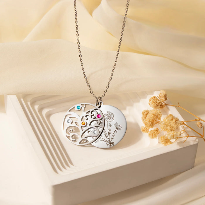 Build Your Own Bouquet Birthstone Tree of Life Necklace-Jewelry-Anavia-Afterlife Essentials