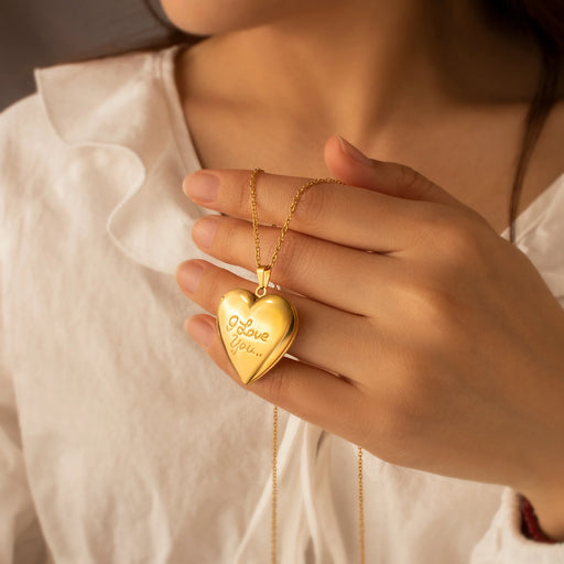 I Love You Photo Heart Locket Necklace-Jewelry-Anavia-Afterlife Essentials