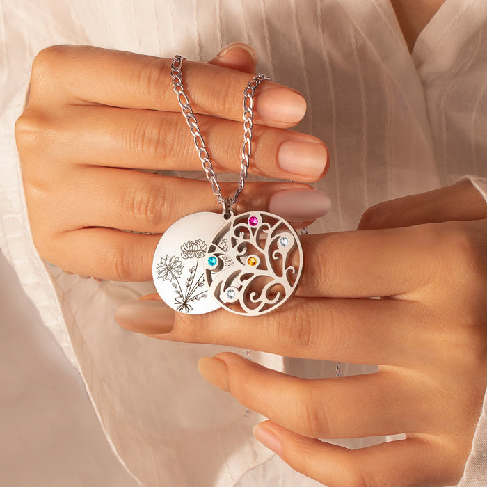 Build Your Own Bouquet Birthstone Tree of Life Necklace-Jewelry-Anavia-Afterlife Essentials