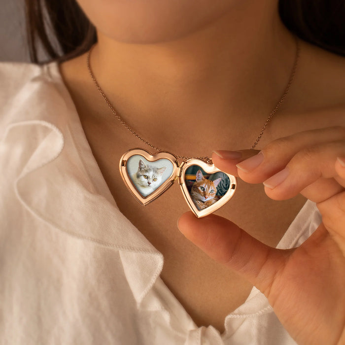 Wave Pattern Photo Heart Locket-Jewelry-Anavia-Afterlife Essentials