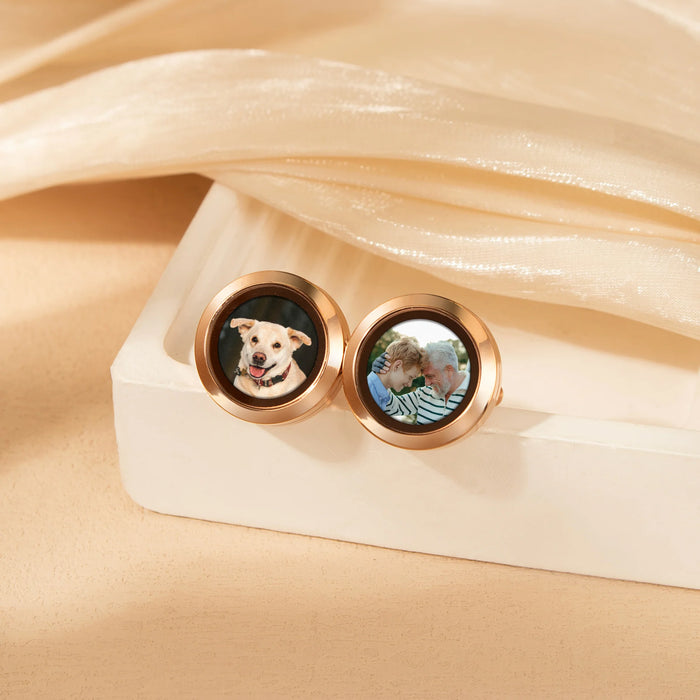 Glass Photo Locket Cufflinks-Jewelry-Anavia-Afterlife Essentials