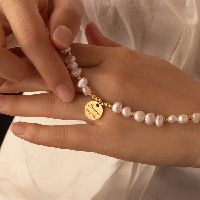 Personalized Round Pearl Bracelet-Jewelry-Anavia-Afterlife Essentials