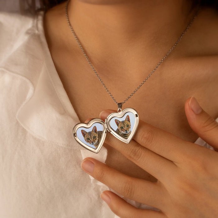 Wave Pattern Photo Heart Locket-Jewelry-Anavia-Afterlife Essentials