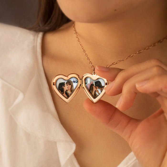 Double Heart Photo Heart Locket Necklace-Jewelry-Anavia-Afterlife Essentials