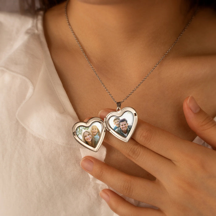 Wave Pattern Photo Heart Locket-Jewelry-Anavia-Afterlife Essentials