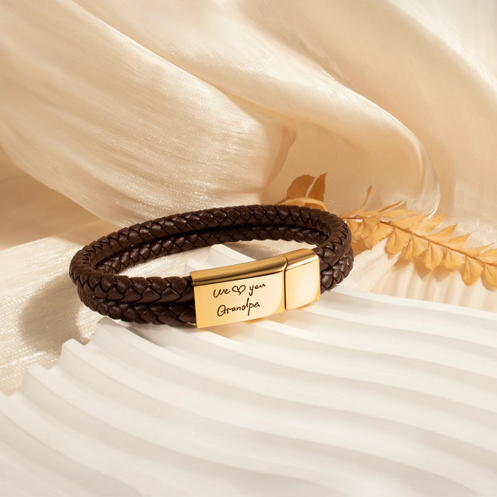 Custom Handwriting Double Strap Leather Bracelet-Jewelry-Anavia-Afterlife Essentials