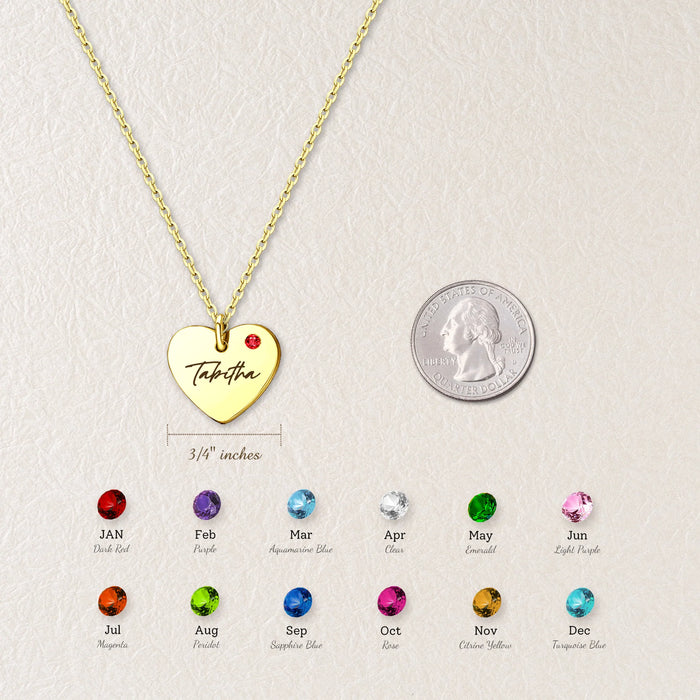 Custom Handwriting Birthstone Heart Necklace-Jewelry-Anavia-Afterlife Essentials