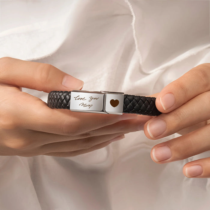 Fingerprint Leather Clasp Memorial Bracelet-Jewelry-Anavia-Afterlife Essentials