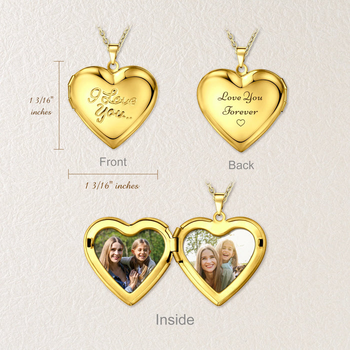 I Love You Photo Heart Locket Necklace-Jewelry-Anavia-Afterlife Essentials