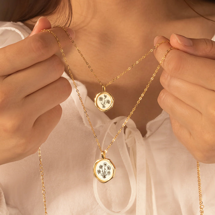 Custom Flower Bouquet Stamped Necklace-Jewelry-Anavia-Afterlife Essentials