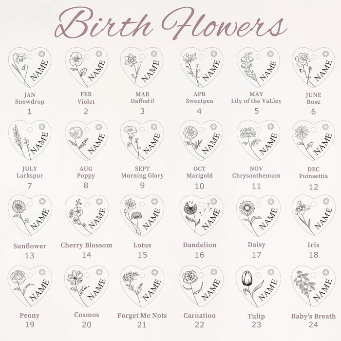 Birth Flower Birthstone Heart Necklace-Jewelry-Anavia-Afterlife Essentials