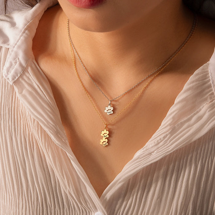 Vertical Paw Print Name Necklace-Jewelry-Anavia-Afterlife Essentials