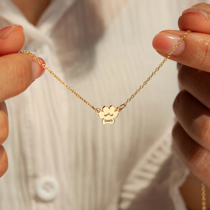Horizontal Paw Print Name Necklace-Jewelry-Anavia-Afterlife Essentials