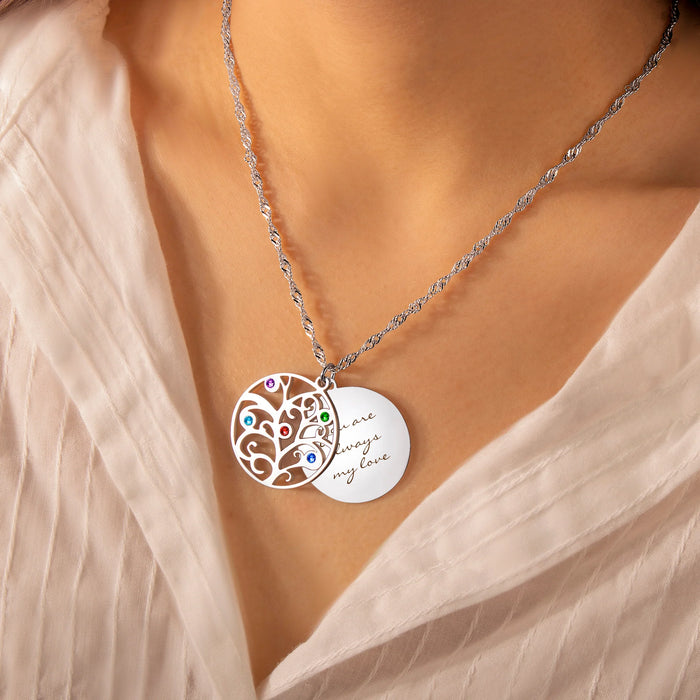 Custom Birthstone Tree of Life Necklace-Jewelry-Anavia-Afterlife Essentials