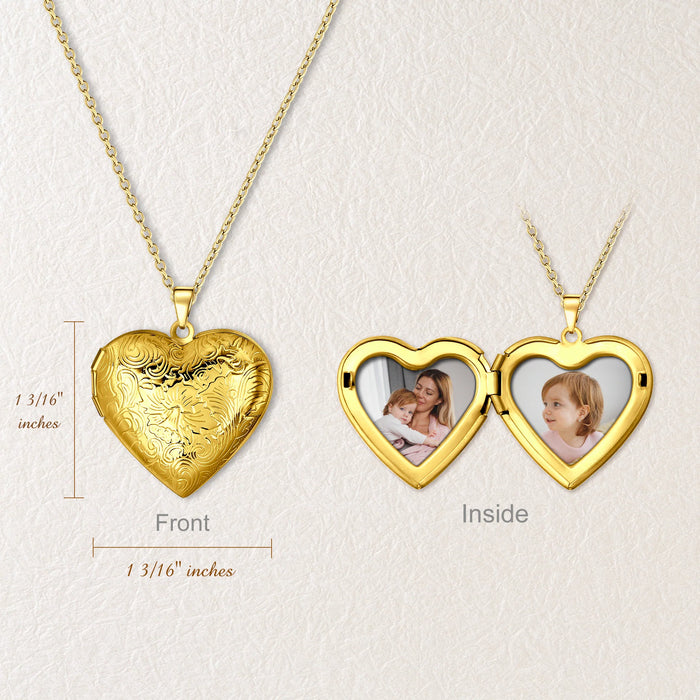 Wave Pattern Photo Heart Locket-Jewelry-Anavia-Afterlife Essentials
