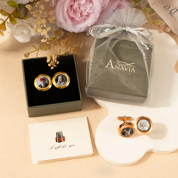 Glass Photo Locket Cufflinks-Jewelry-Anavia-Afterlife Essentials