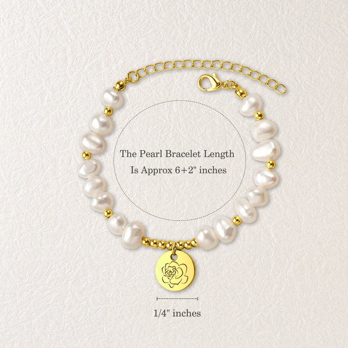 Personalized Birth Flower Charm Pearl Bracelet-Jewelry-Anavia-Afterlife Essentials