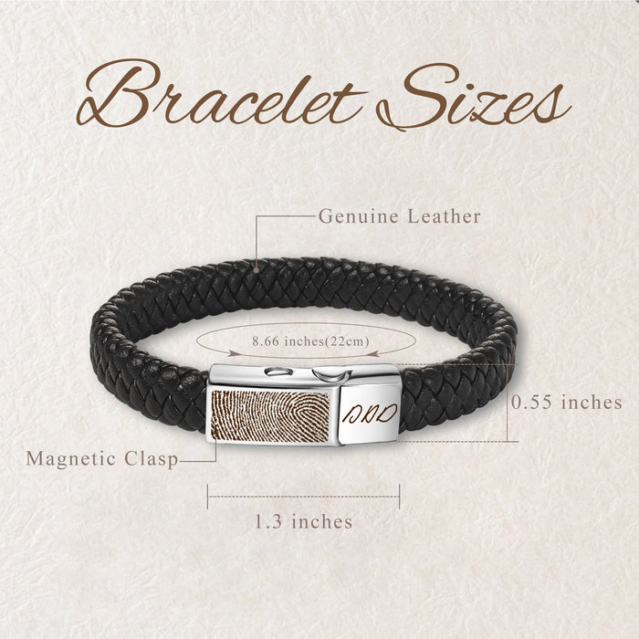 Fingerprint Leather Clasp Memorial Bracelet-Jewelry-Anavia-Afterlife Essentials