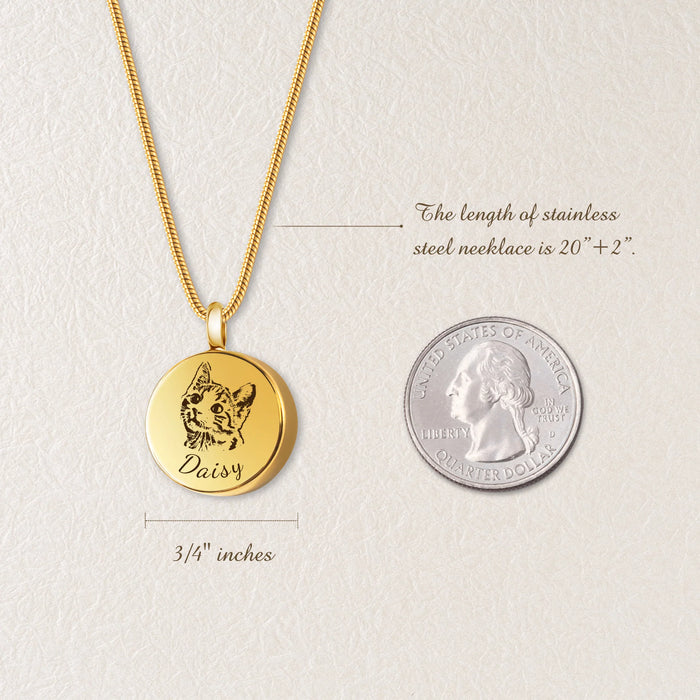 Pet Portrait Coin Memorial Snake Chain Necklace Cremation Jewelry-Jewelry-Anavia-Afterlife Essentials
