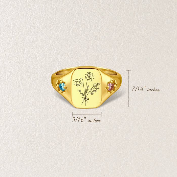 Personalized Birth Flower Birthstone Ring-Jewelry-Anavia-Afterlife Essentials
