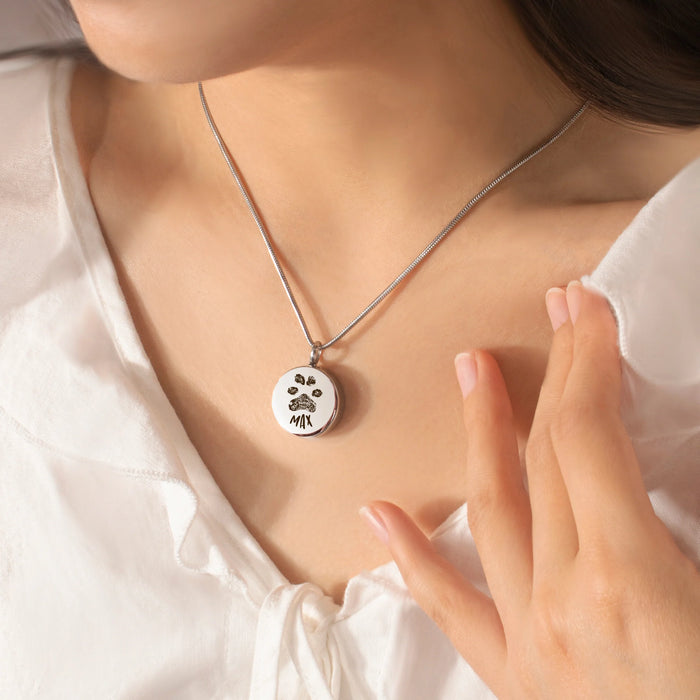 Pet Portrait Coin Memorial Snake Chain Necklace Cremation Jewelry-Jewelry-Anavia-Afterlife Essentials