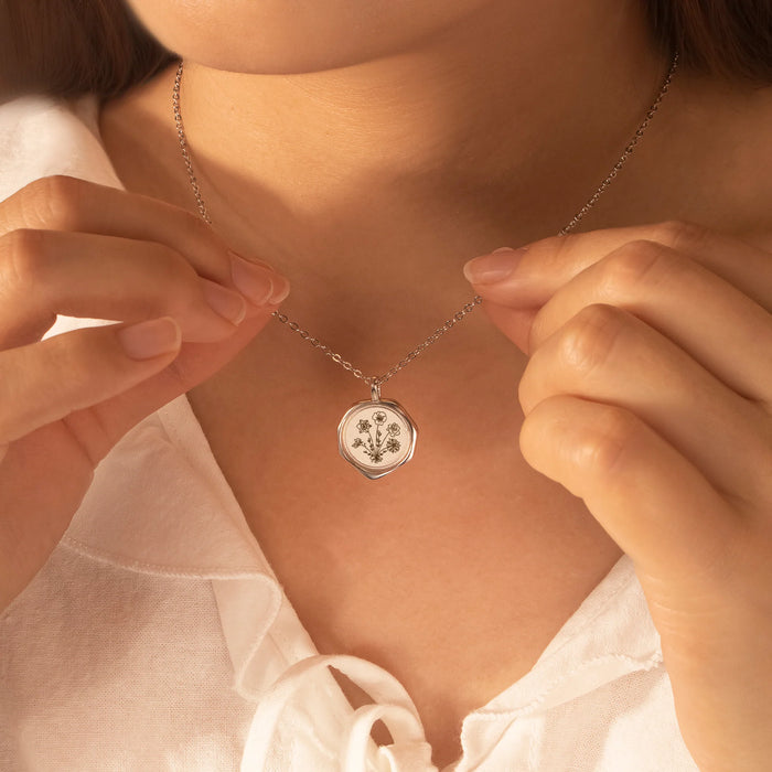 Custom Flower Bouquet Stamped Necklace-Jewelry-Anavia-Afterlife Essentials