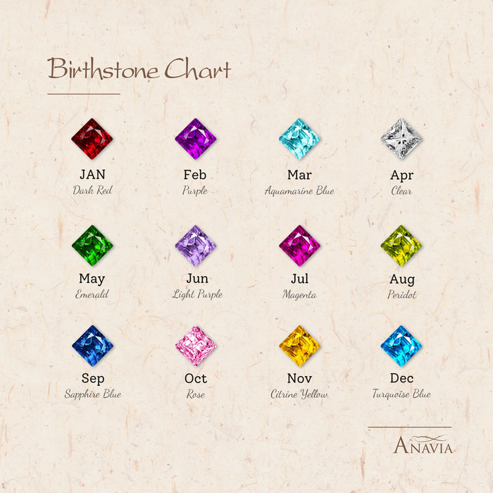 Square Birthstone Necklace-Jewelry-Anavia-Afterlife Essentials
