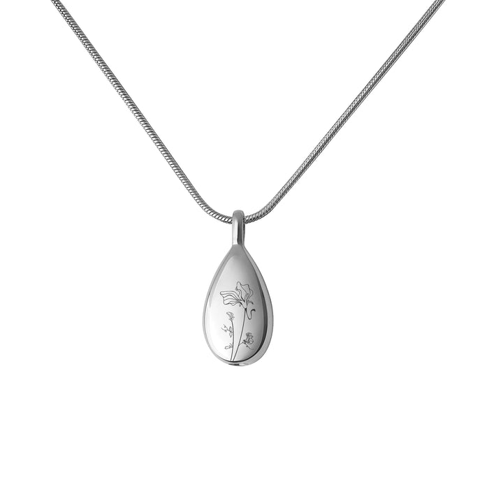 Birth Flower Teardrop Memorial Necklace-Jewelry-Anavia-Afterlife Essentials