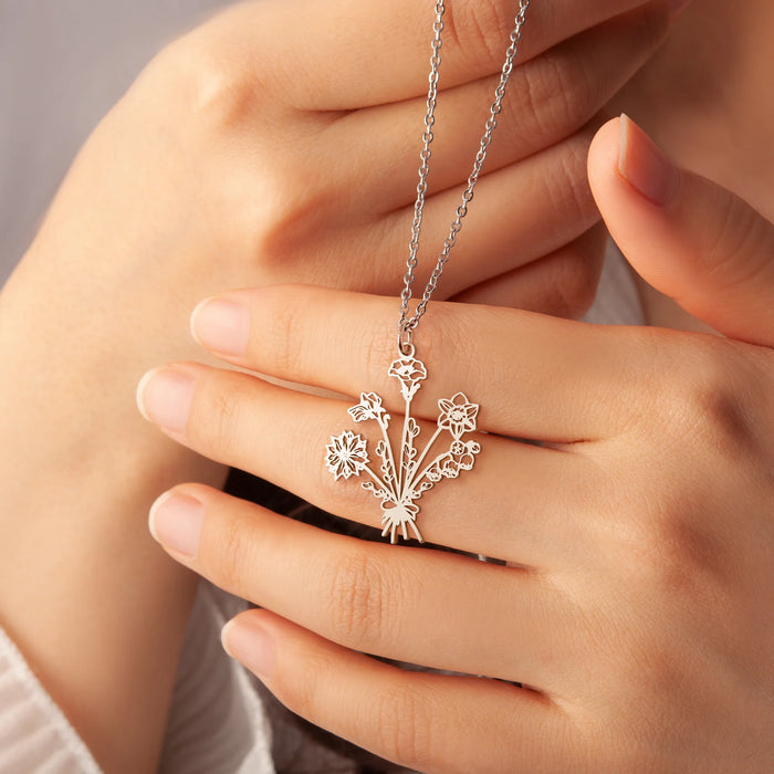 Birth Flower Bouquet Necklace-Jewelry-Anavia-Afterlife Essentials