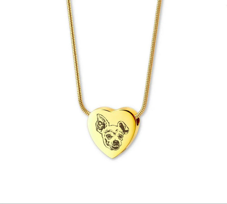Pet Portrait Heart Memorial Necklace Cremation Jewelry-Jewelry-Anavia-Afterlife Essentials