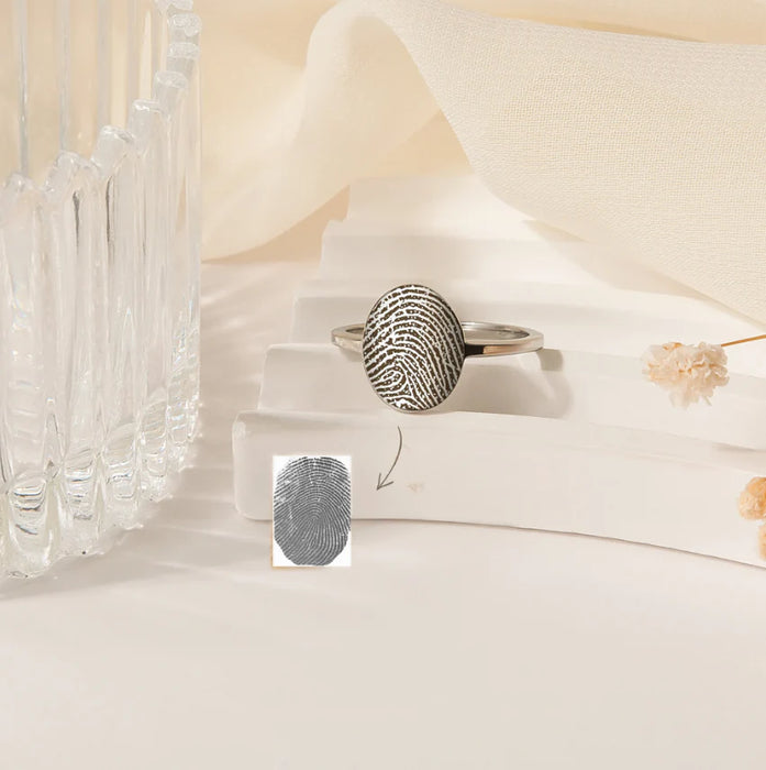 Oval Fingerprint Memorial Ring-Jewelry-Anavia-Afterlife Essentials