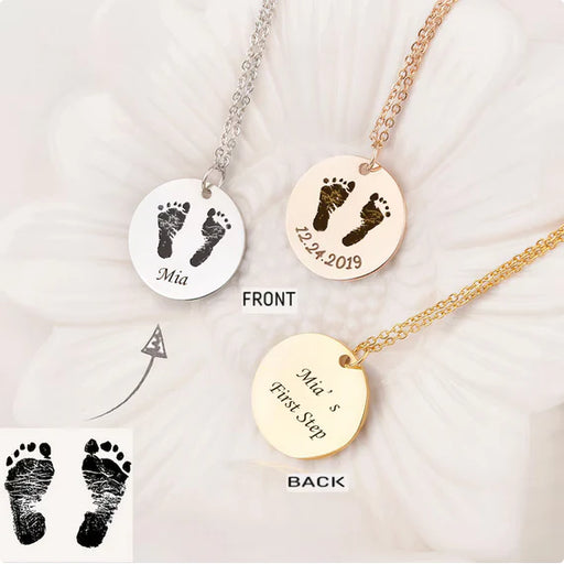Custom Footprint Round Memorial Necklace-Jewelry-Anavia-Afterlife Essentials