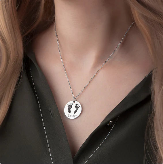 Custom Footprint Round Memorial Necklace-Jewelry-Anavia-Afterlife Essentials