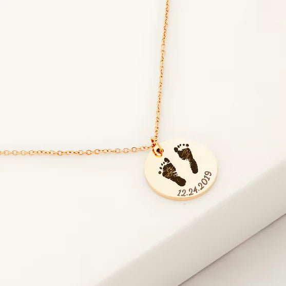 Custom Footprint Round Memorial Necklace-Jewelry-Anavia-Afterlife Essentials