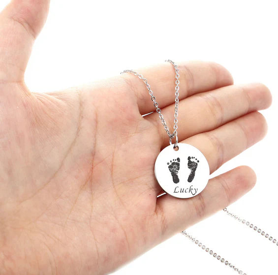 Custom Footprint Round Memorial Necklace-Jewelry-Anavia-Afterlife Essentials