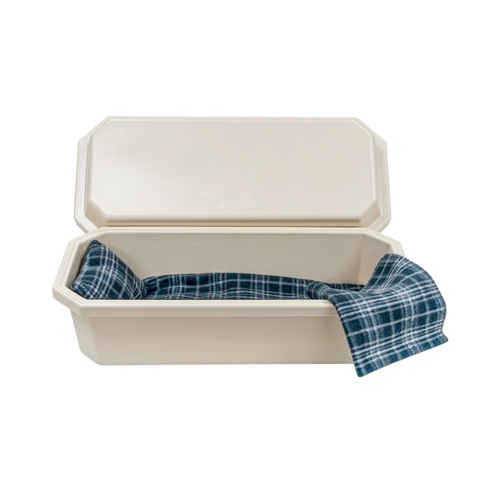 Standard Pet Casket - Almond with Grey Plaid-Pet Caskets-Titan Caskets-Afterlife Essentials