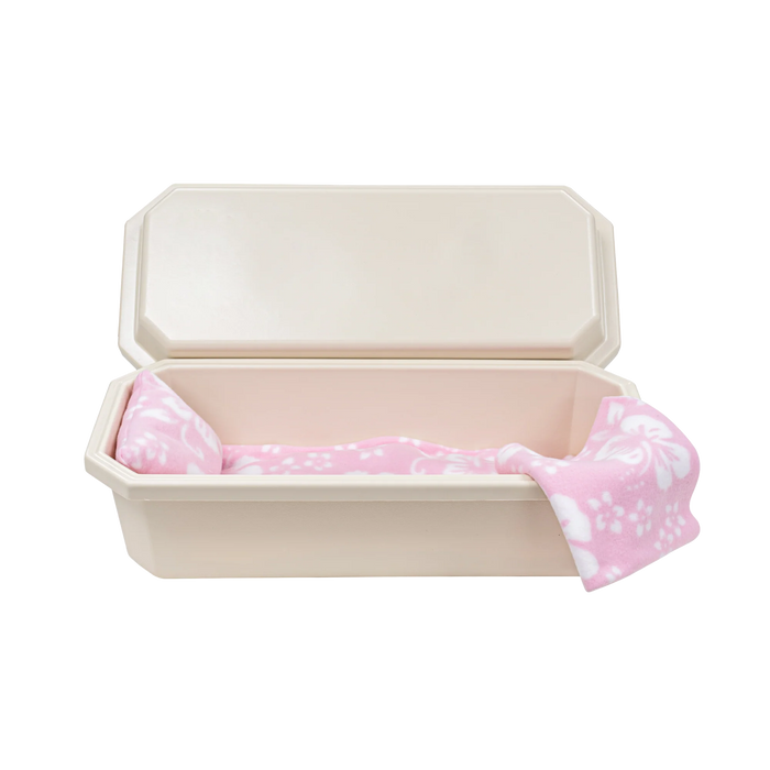 Standard Pet Casket - Almond with Pink Hibiscus-Pet Caskets-Titan Caskets-Afterlife Essentials