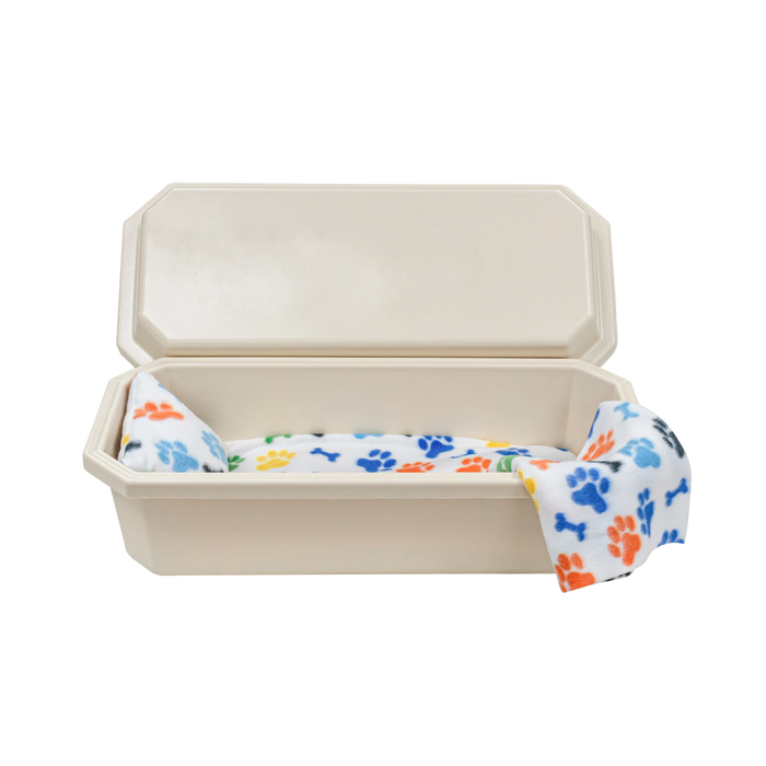 Standard Pet Casket - Almond with Rainbow Paw-Pet Caskets-Titan Caskets-Afterlife Essentials