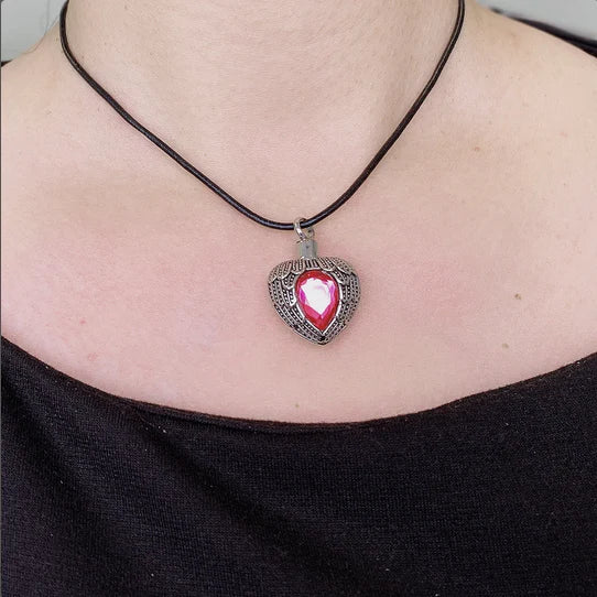 Angel Wing Birthstone Heart Memorial Necklace-Jewelry-Anavia-Afterlife Essentials