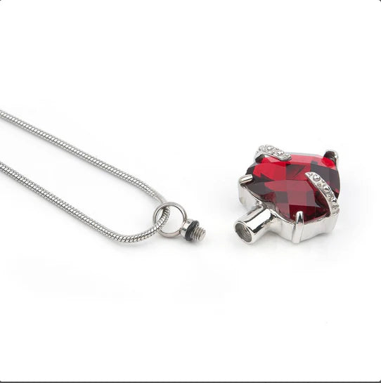 Crystal Birthstone Heart Memorial Necklace-Jewelry-Anavia-Afterlife Essentials