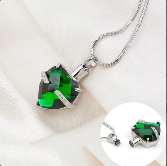 Crystal Birthstone Heart Memorial Necklace-Jewelry-Anavia-Afterlife Essentials
