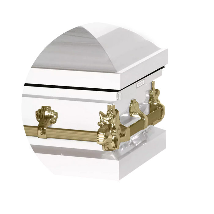 Steel Pet Casket - White & Gold with Pink-Pet Caskets-Titan Caskets-Afterlife Essentials
