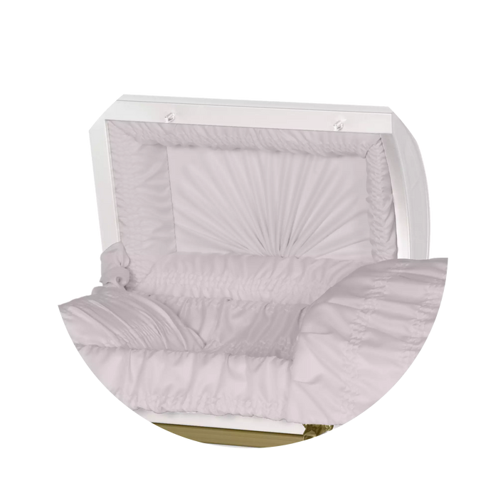 Steel Pet Casket - White & Gold with Pink-Pet Caskets-Titan Caskets-Afterlife Essentials