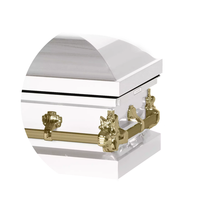 Steel Pet Casket - White & Gold-Pet Caskets-Titan Caskets-Afterlife Essentials