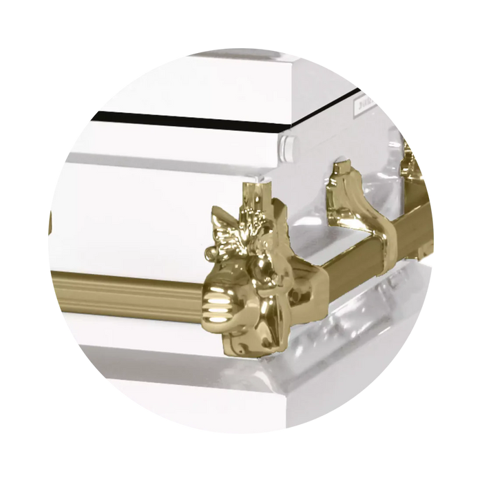 Steel Pet Casket - White & Gold-Pet Caskets-Titan Caskets-Afterlife Essentials