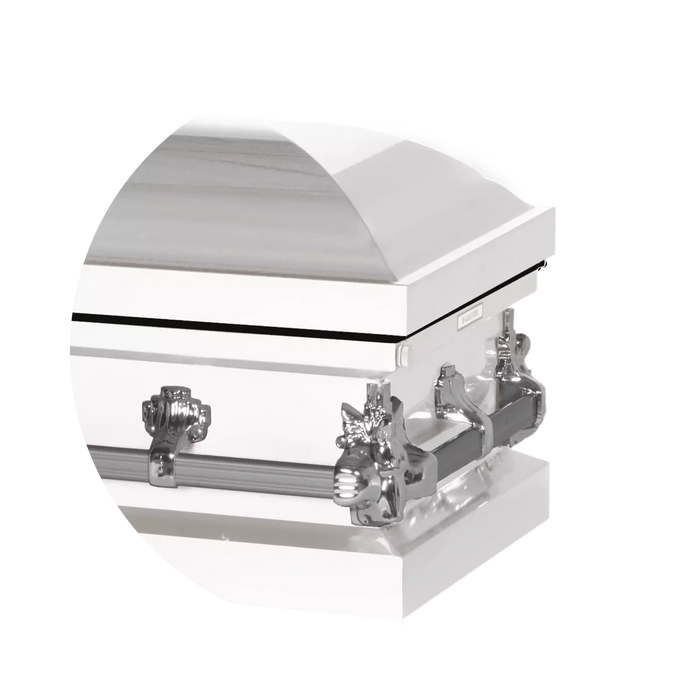 Steel Pet Casket - White & Silver-Pet Caskets-Titan Caskets-Afterlife Essentials