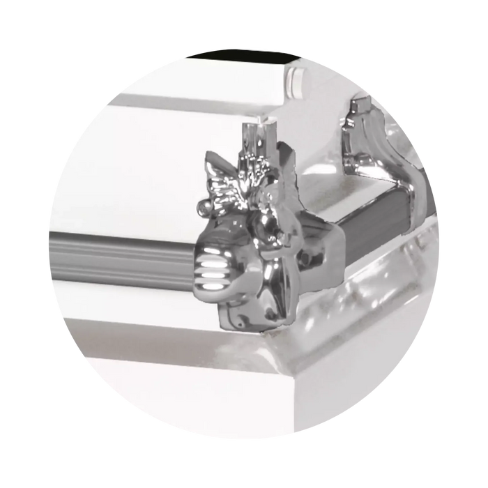 Steel Pet Casket - White & Silver with Pink-Pet Caskets-Titan Caskets-Afterlife Essentials