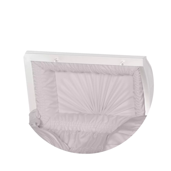 Steel Pet Casket - White & Silver with Pink-Pet Caskets-Titan Caskets-Afterlife Essentials