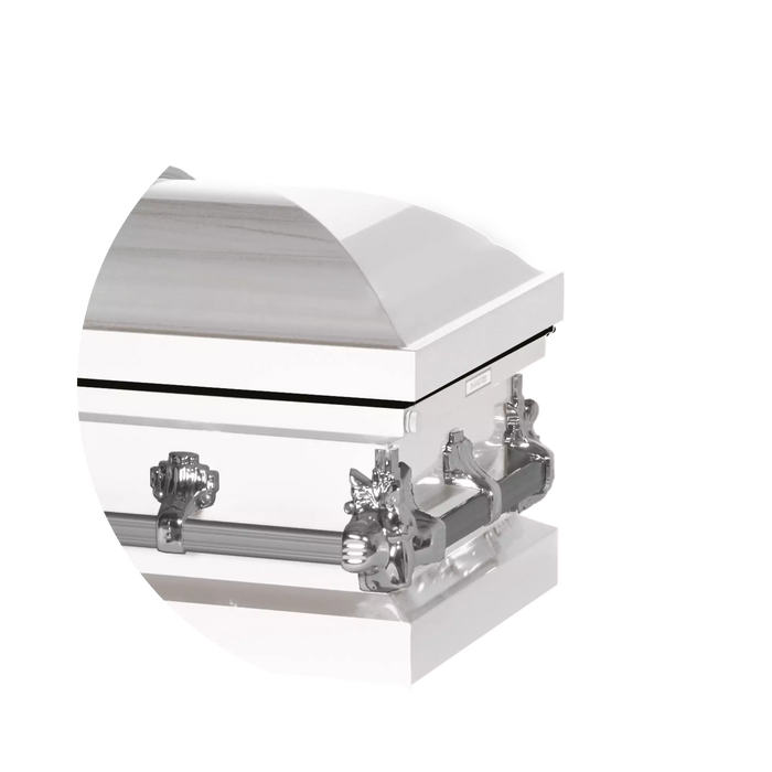 Steel Pet Casket - White & Silver-Pet Caskets-Titan Caskets-Afterlife Essentials